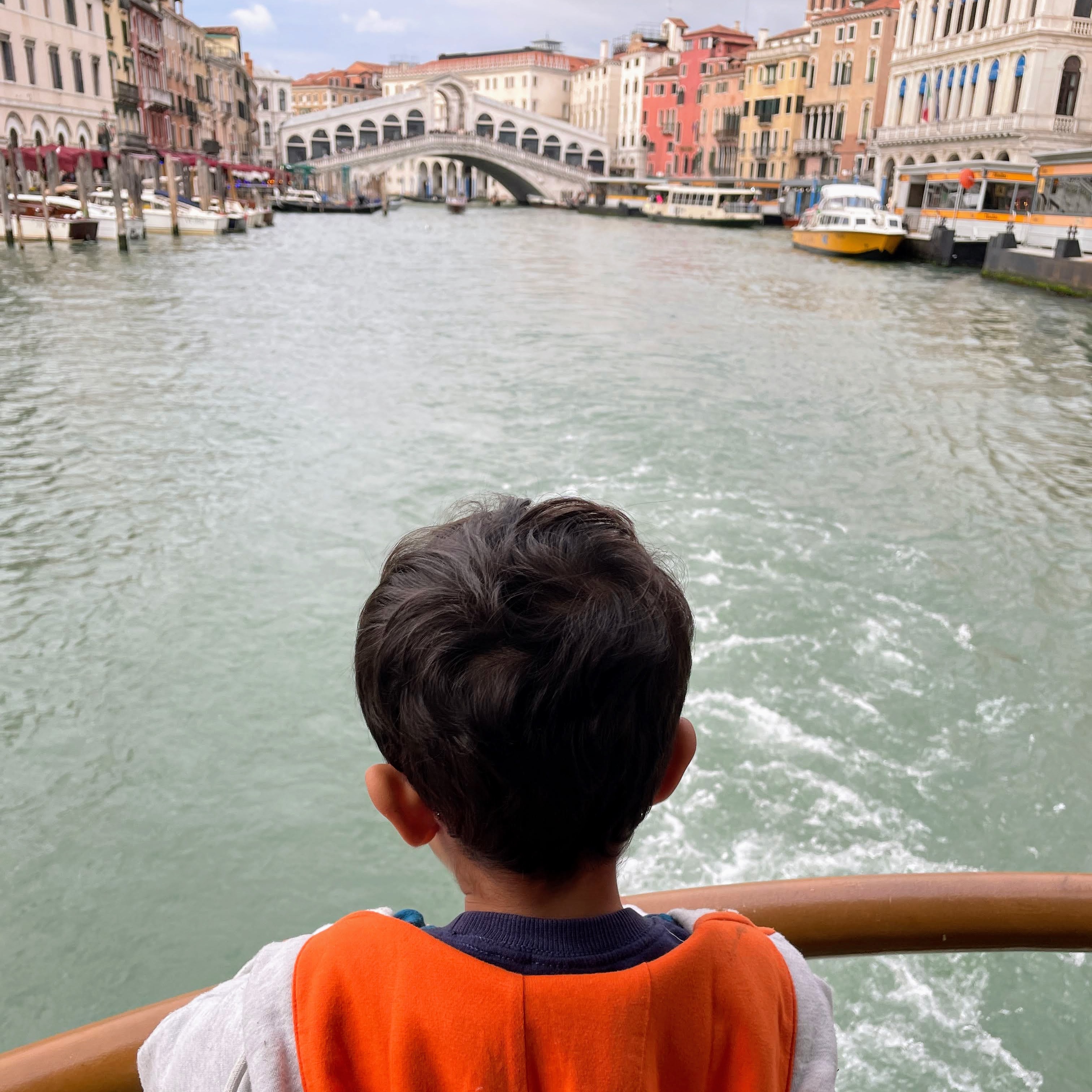 The Grand Canal, the Rialto bridge, and a toddler thinking what cartoon to watch today...