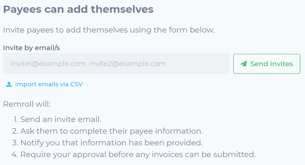 Invite your employees to become Payees