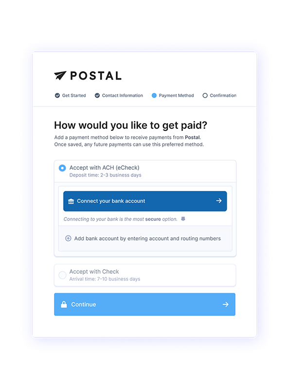 Postal: How would you like to get paid