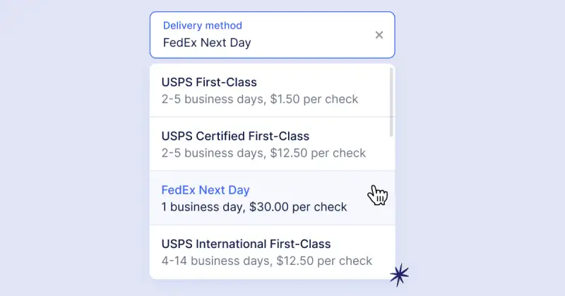 Expanded check delivery options