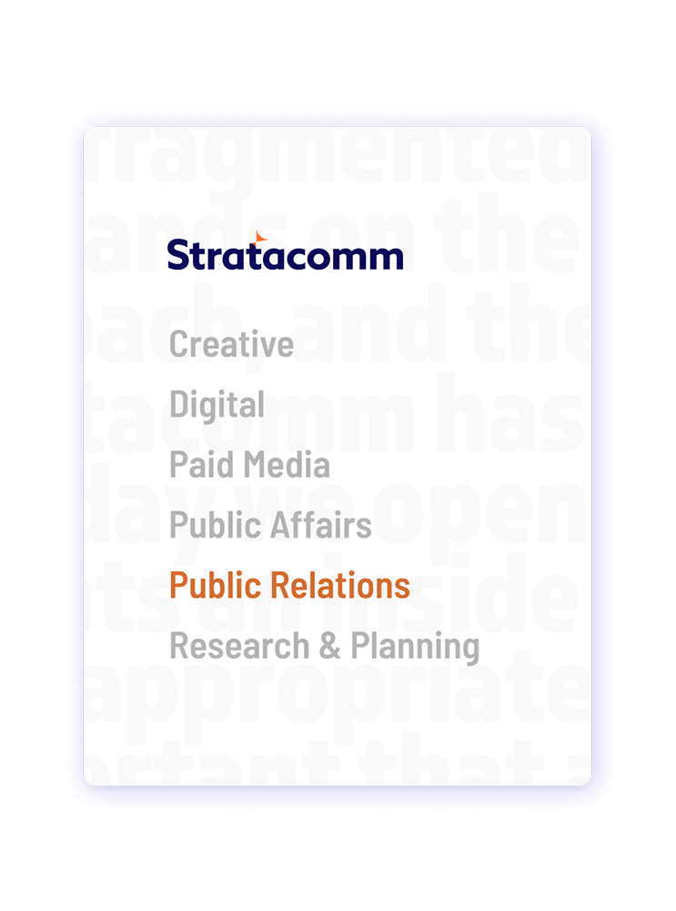 Stratacomm, an integrated public relations and communications agency.