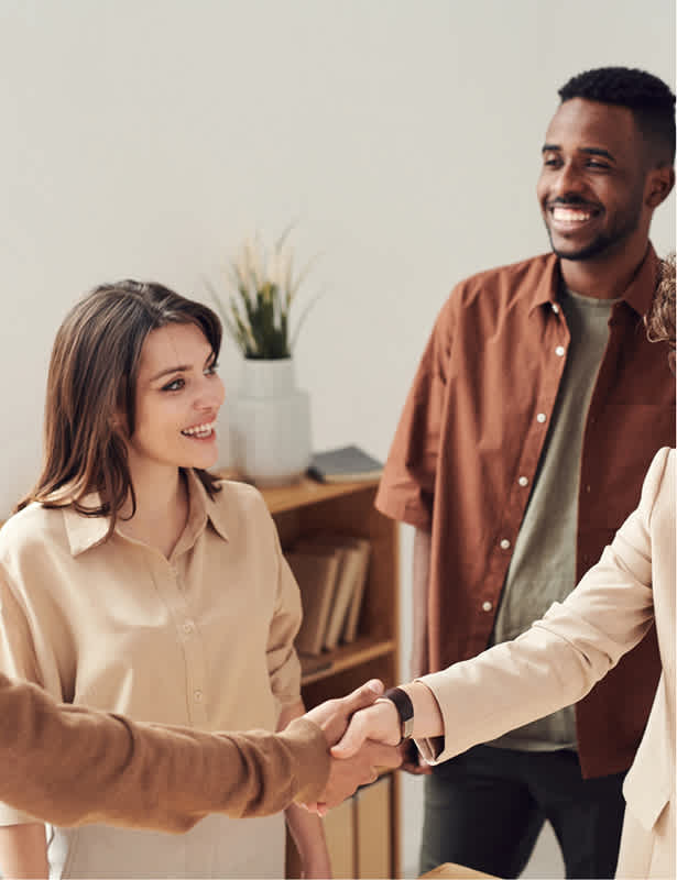 Coworkers shaking hands