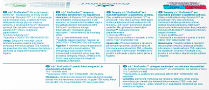 Zadní strana balení o.b.® ExtraProtect Super Plus s 16 kusy tamponů