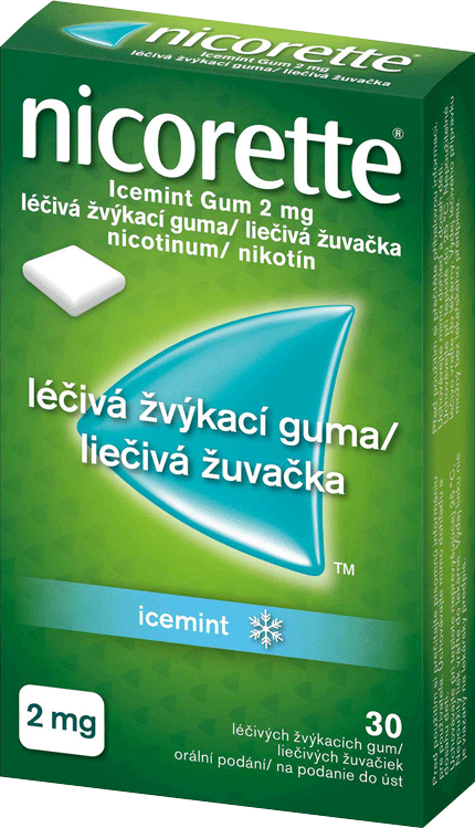 Nicorette® Icemint Gum 2 mg léčivá žvýkací guma, 30 žvýkaček