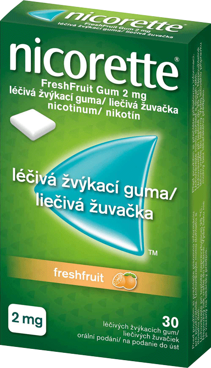Nicorette® FreshFruit Gum 2 mg léčivá žvýkací guma, 30 žvýkaček
