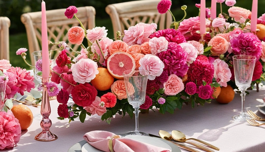 Tasty touches wedding flowers table