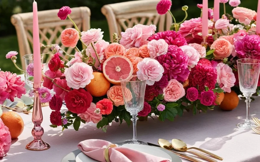 Tasty touches wedding flowers table