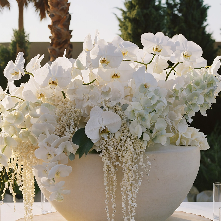 Elegantní orchideje a hortenzie