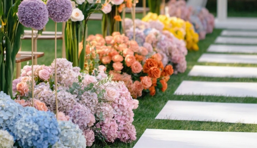 Florals wedding color blocking