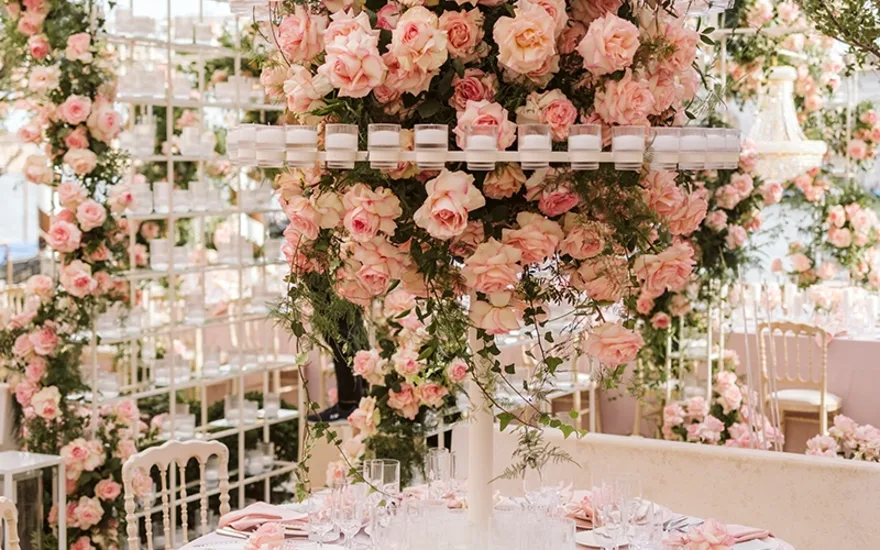 Wedding theme Soft Bloom flowers chandelier