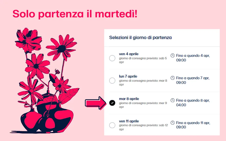 Fiori Italiani depature date - Image tekst blok
