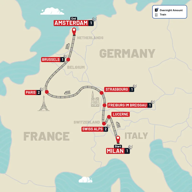 Europe tour map