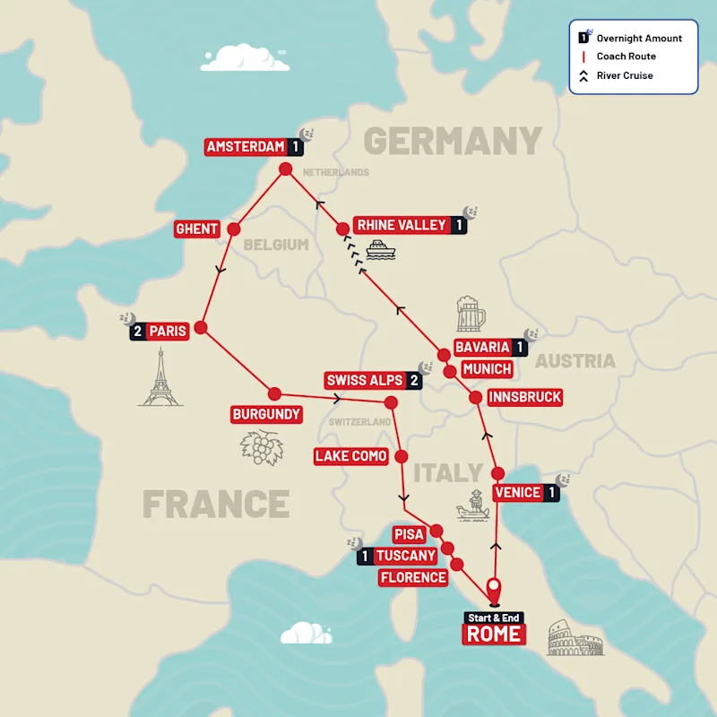 Europe tour map