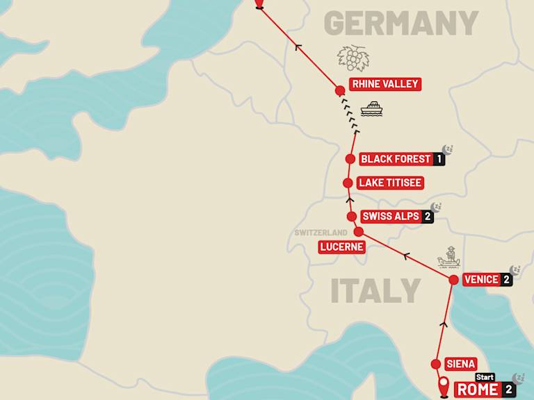 Rome to Amsterdam route map