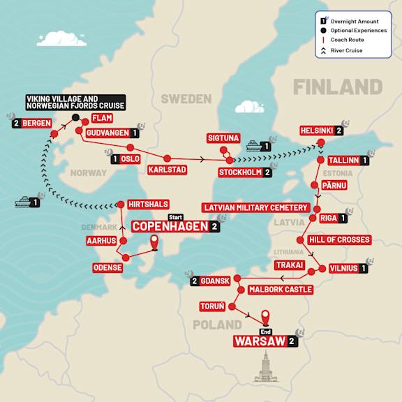 Best of Scandinavia & the Baltics Christmas & New Year route map
