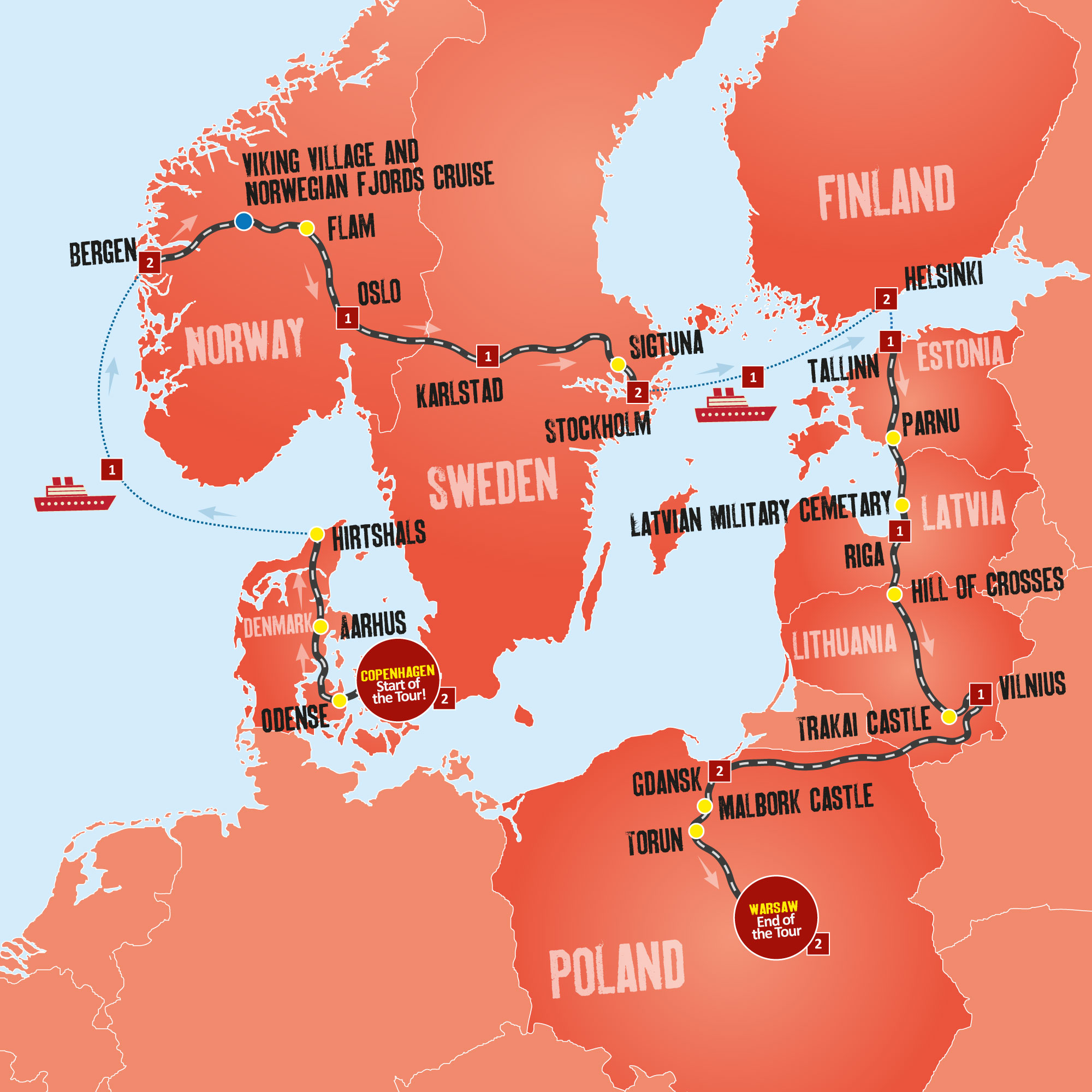 tourhub | Expat Explore Travel | Best Of Scandinavia & The Baltics | Tour Map