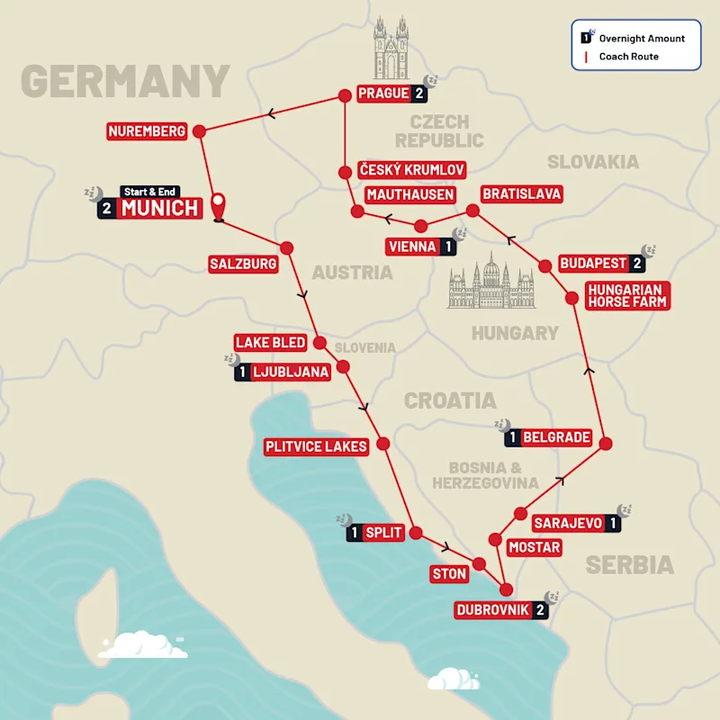 Europe tour map