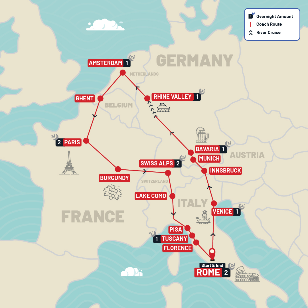 Europe tour map