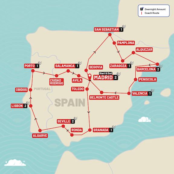 Spain & Portugal Explorer route map