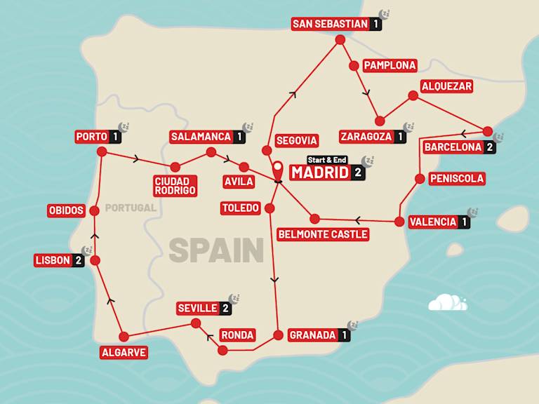 Spain & Portugal Explorer route map