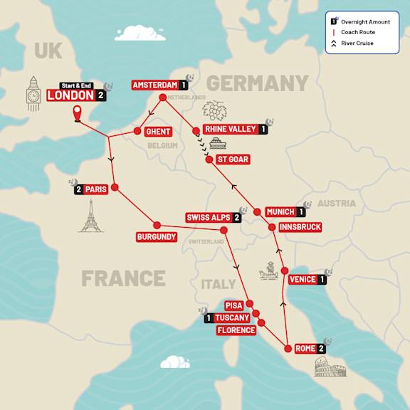 Classic Europe route map