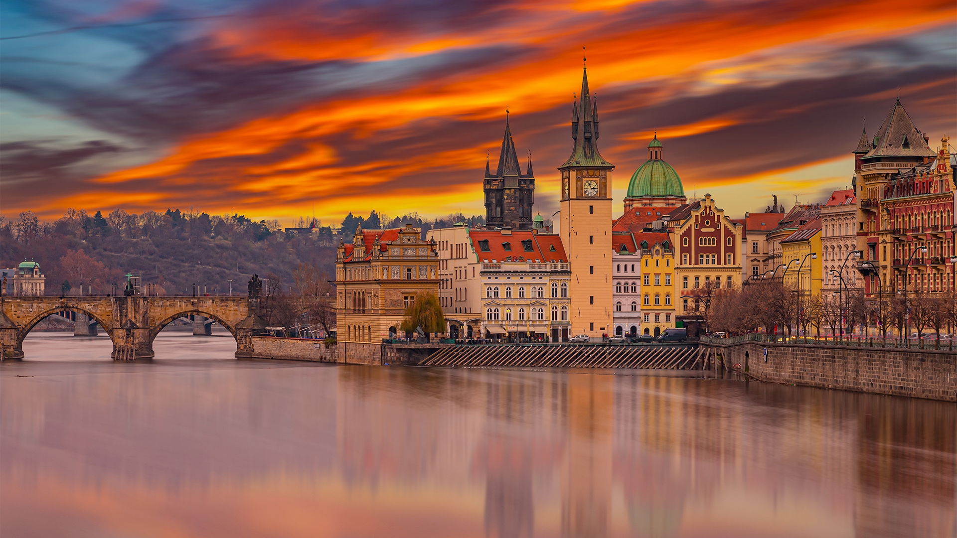 Prague-Czech-republic-orange-sky