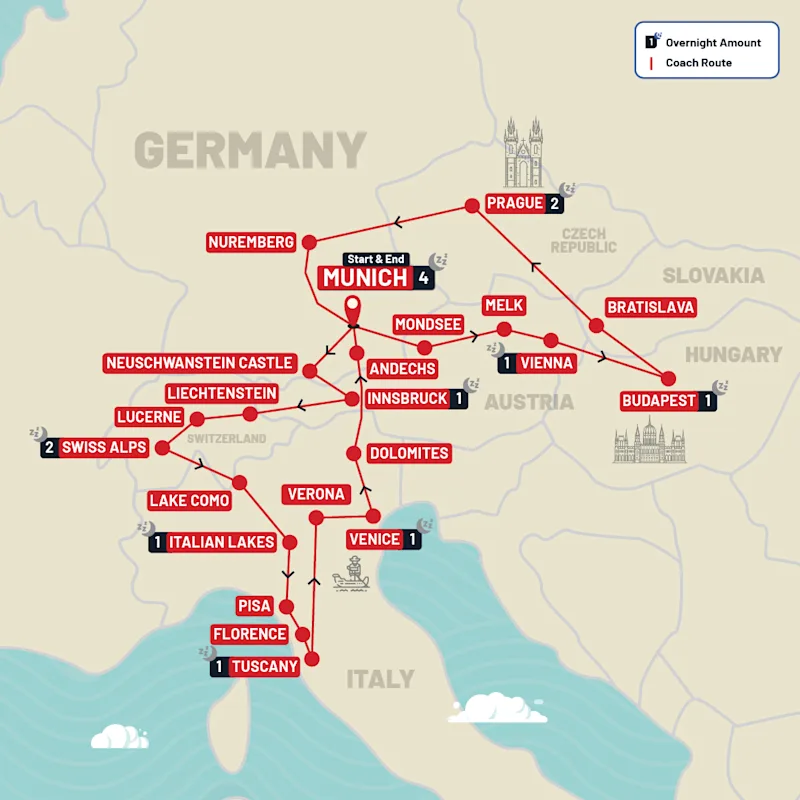 Europe tour map
