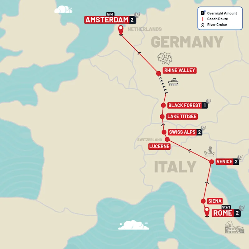 Europe tour map