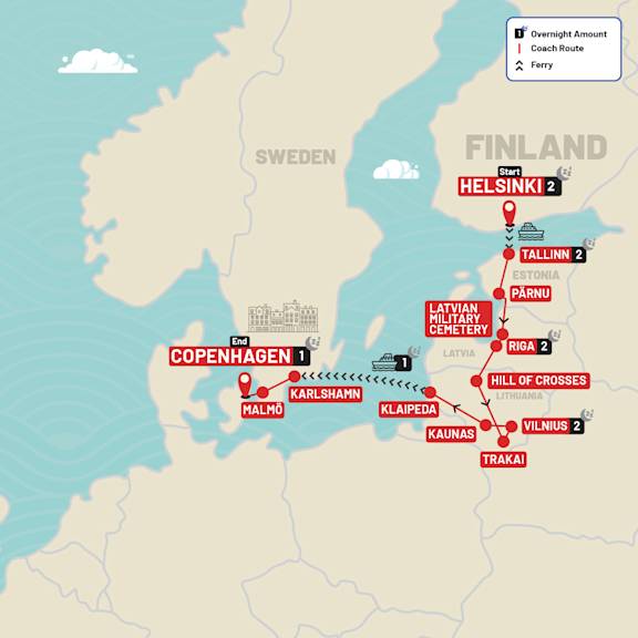 Nordic & Baltic Escape route map