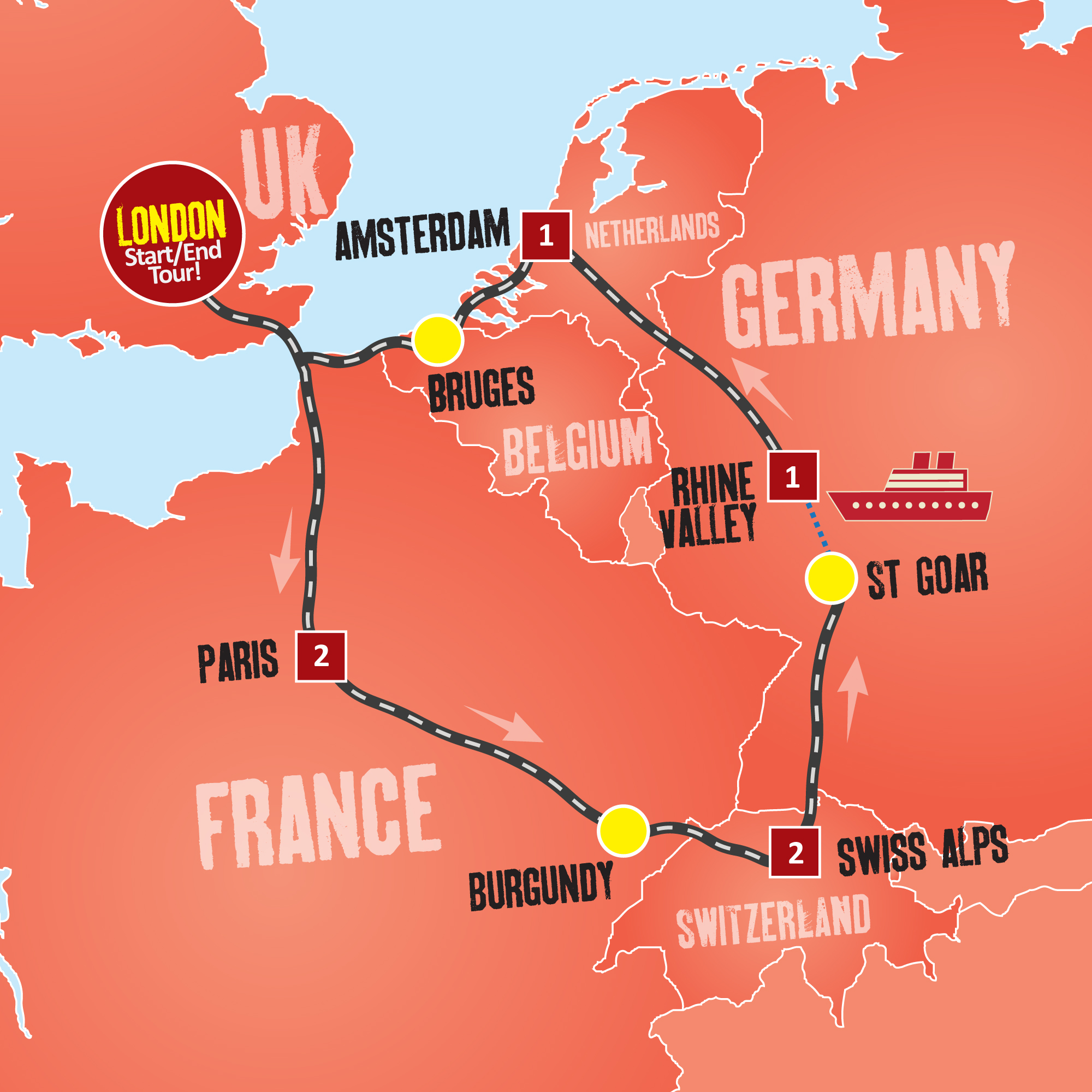 tourhub | Expat Explore Travel | Europe Taster | Tour Map