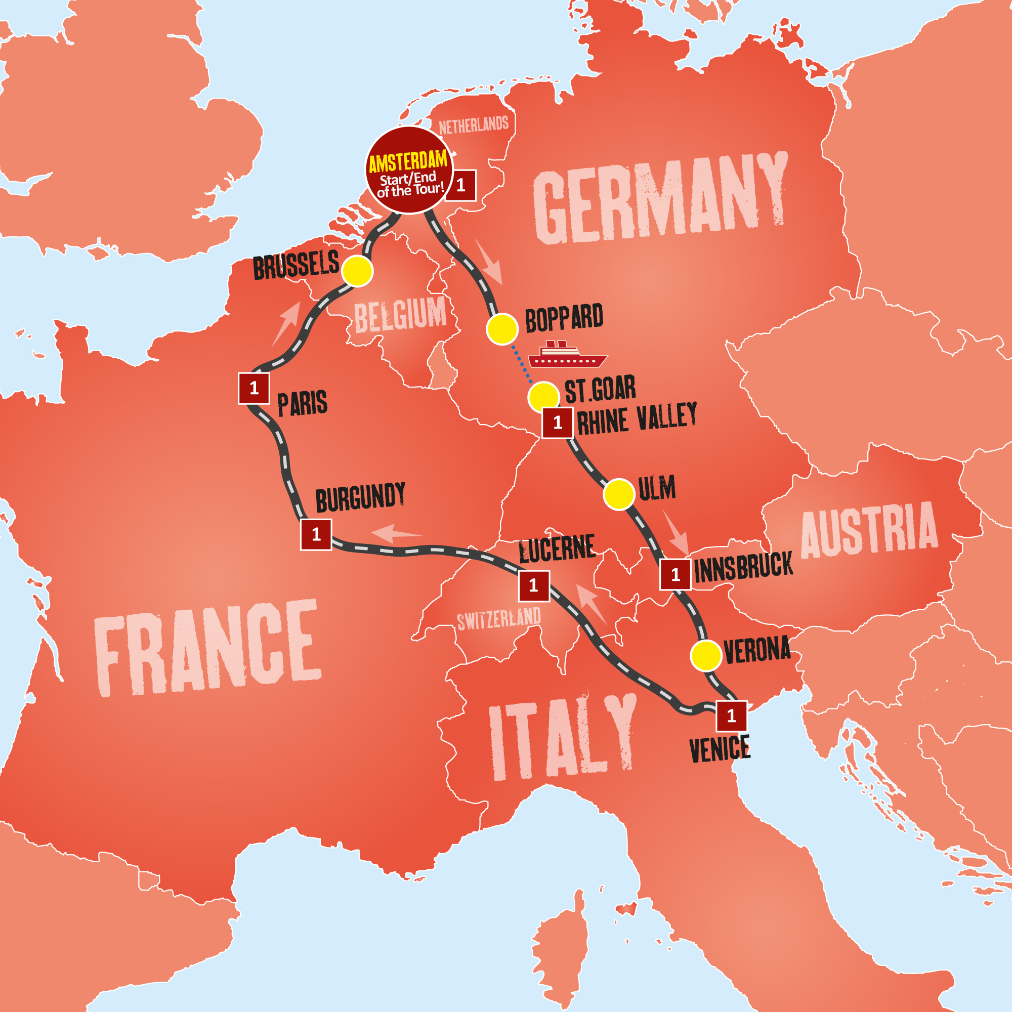 tourhub | Expat Explore Travel | European Vistas | Tour Map