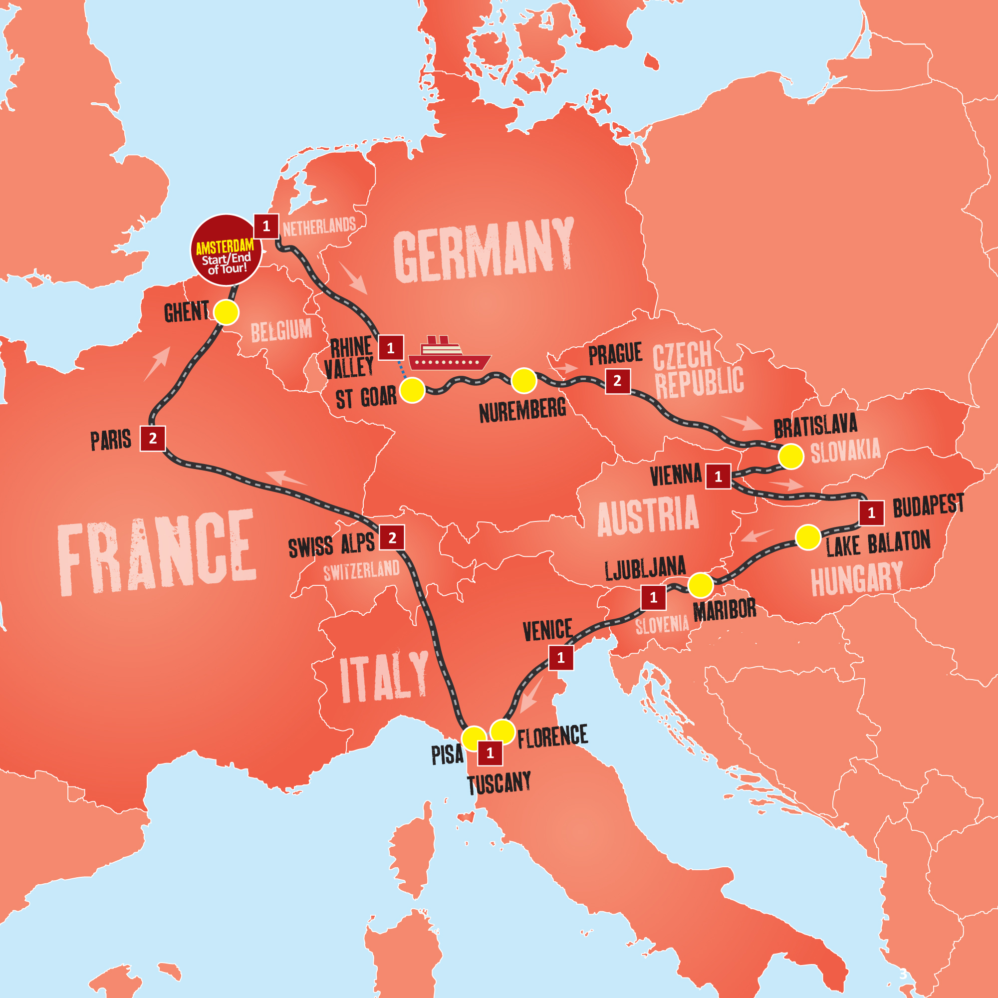 tourhub | Expat Explore Travel | Europe Jewel | Tour Map
