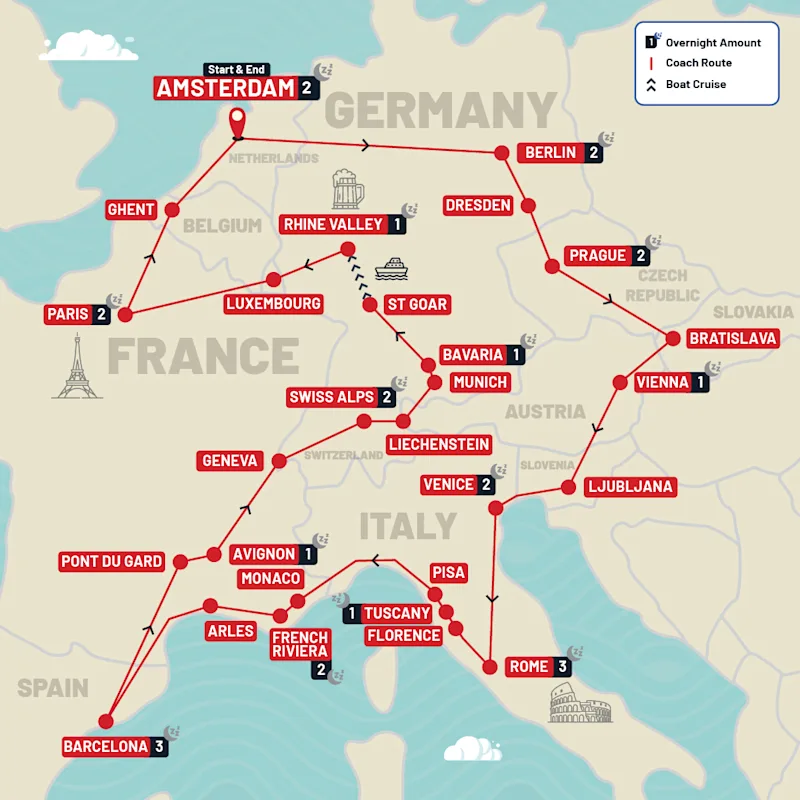Europe tour map