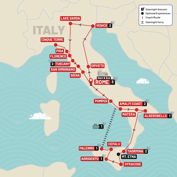 Italy Explorer route map