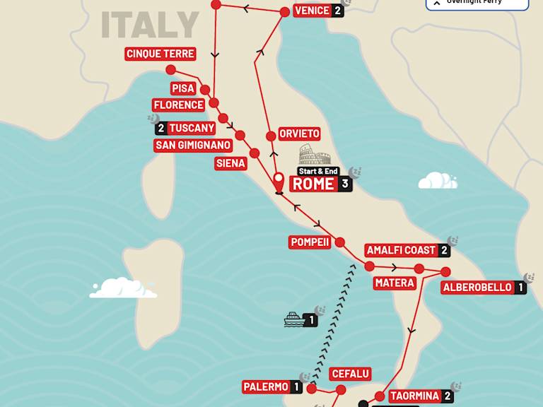 Italy Explorer route map
