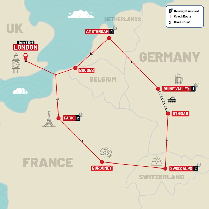 Europe tour map