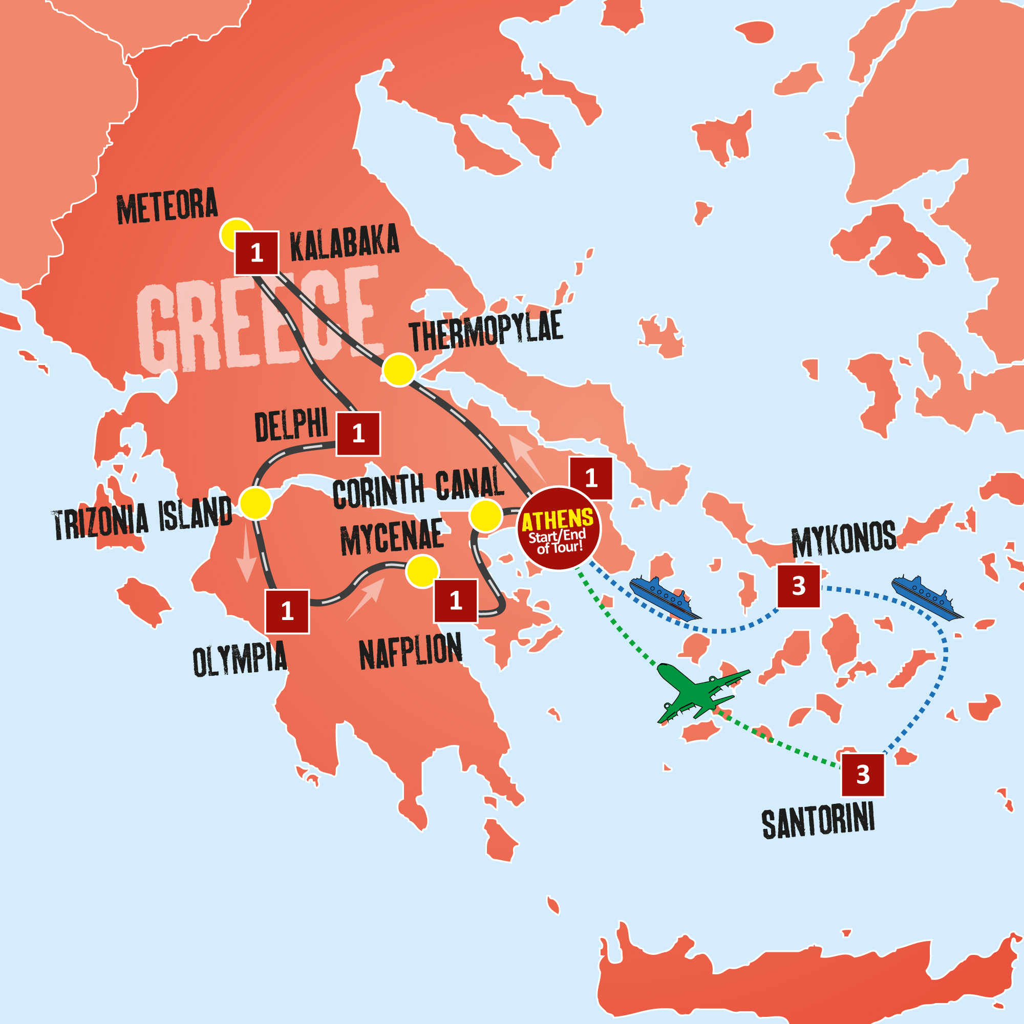 tourhub | Expat Explore Travel | Best Of Greece (2024 Departures) | Tour Map