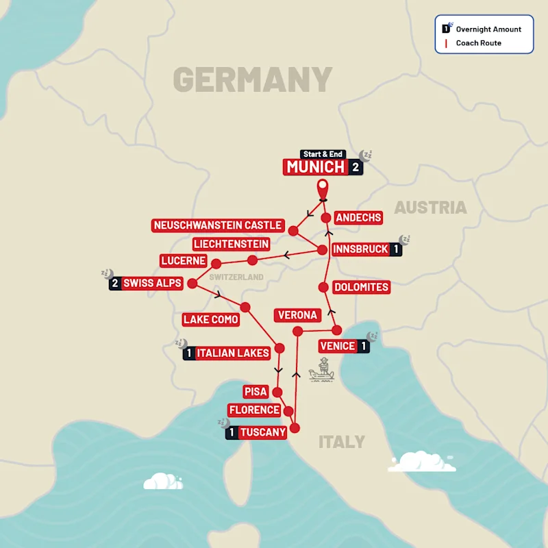 Europe tour map