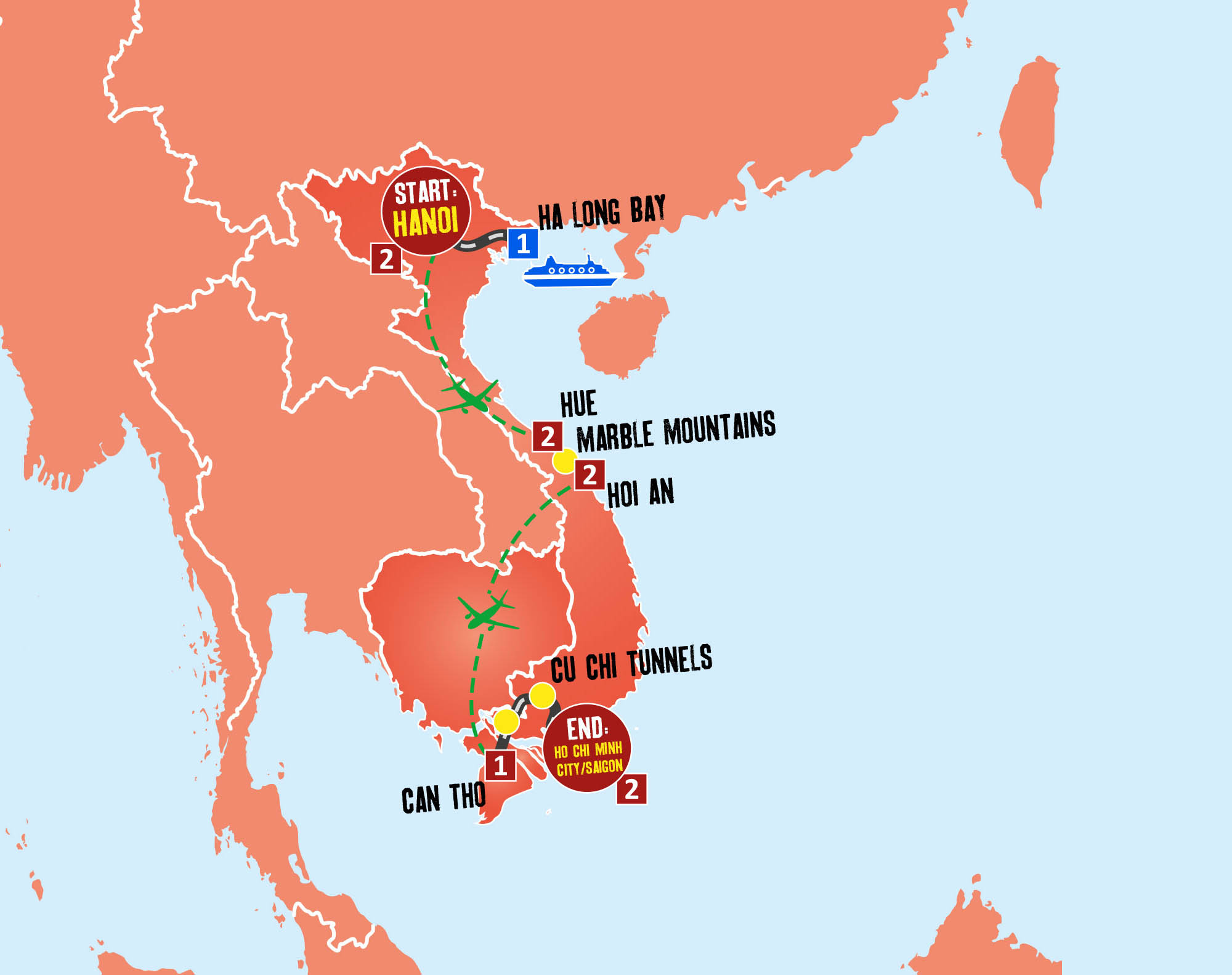 tourhub | Expat Explore Travel | Highlights Of Vietnam | Tour Map