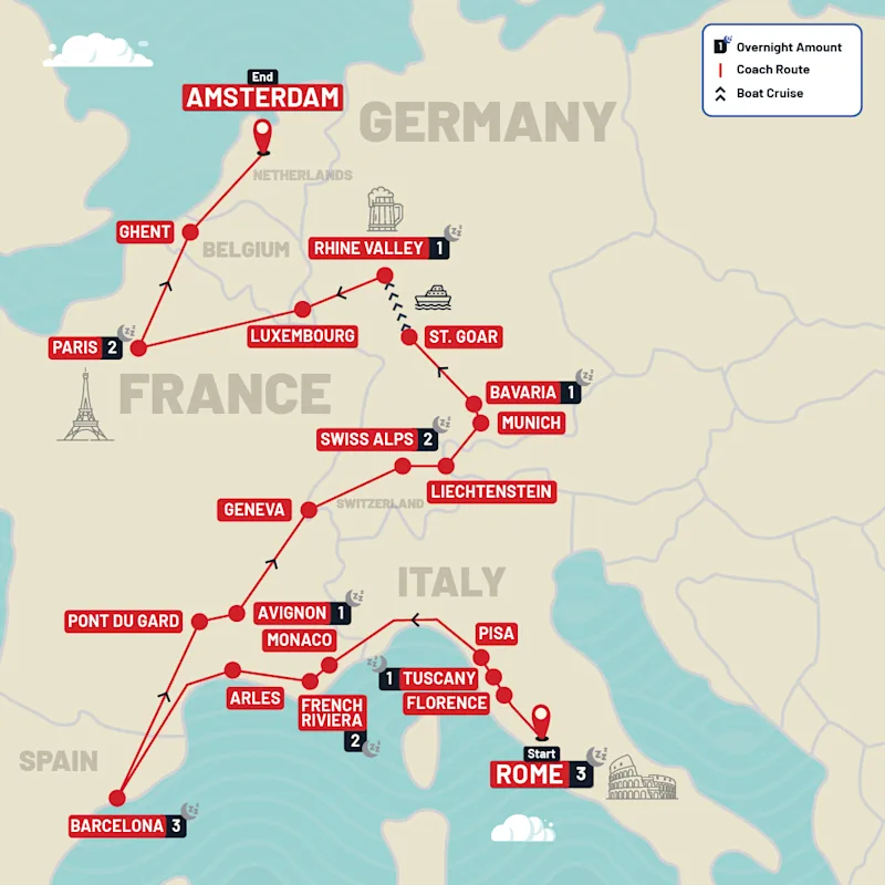 Europe tour map