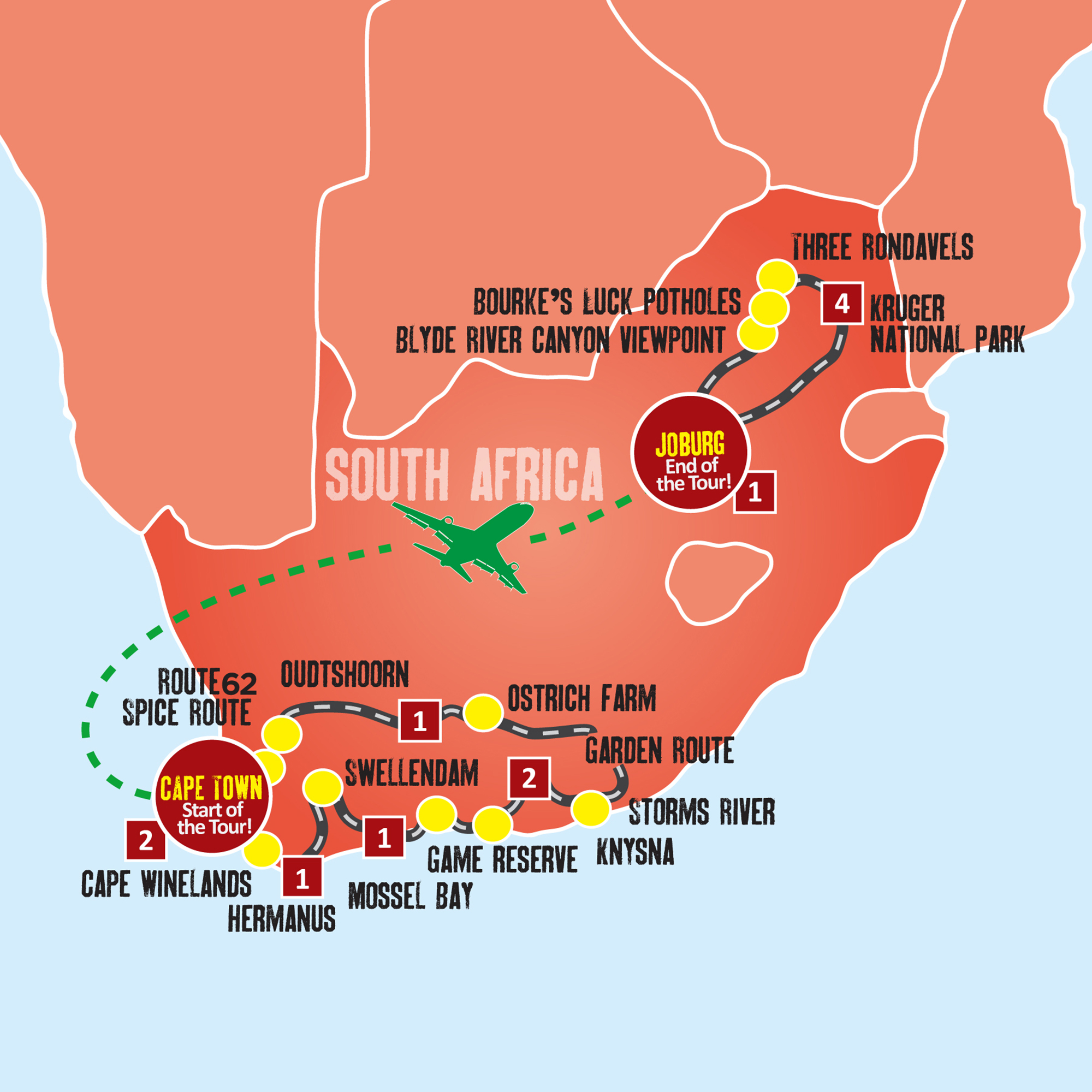 tourhub | Expat Explore Travel | South African Escape | Tour Map