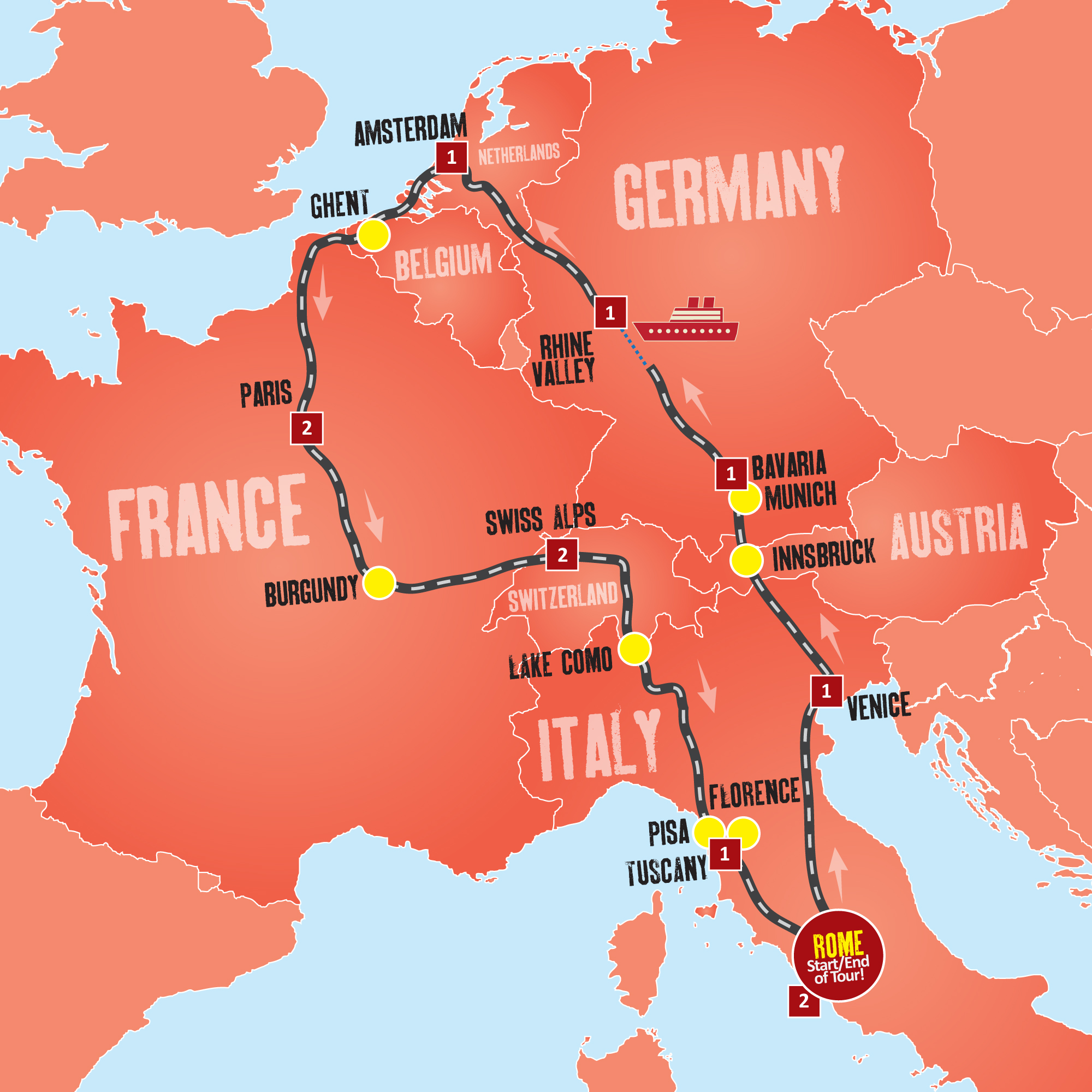 tourhub | Expat Explore Travel | Europe Escape | EE | Route Map