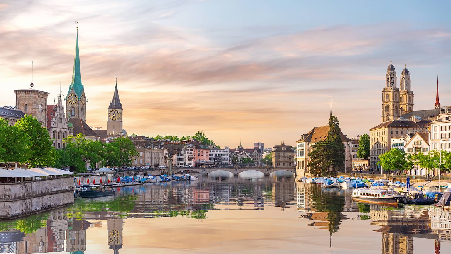 zurich-river-sunset-switzerland