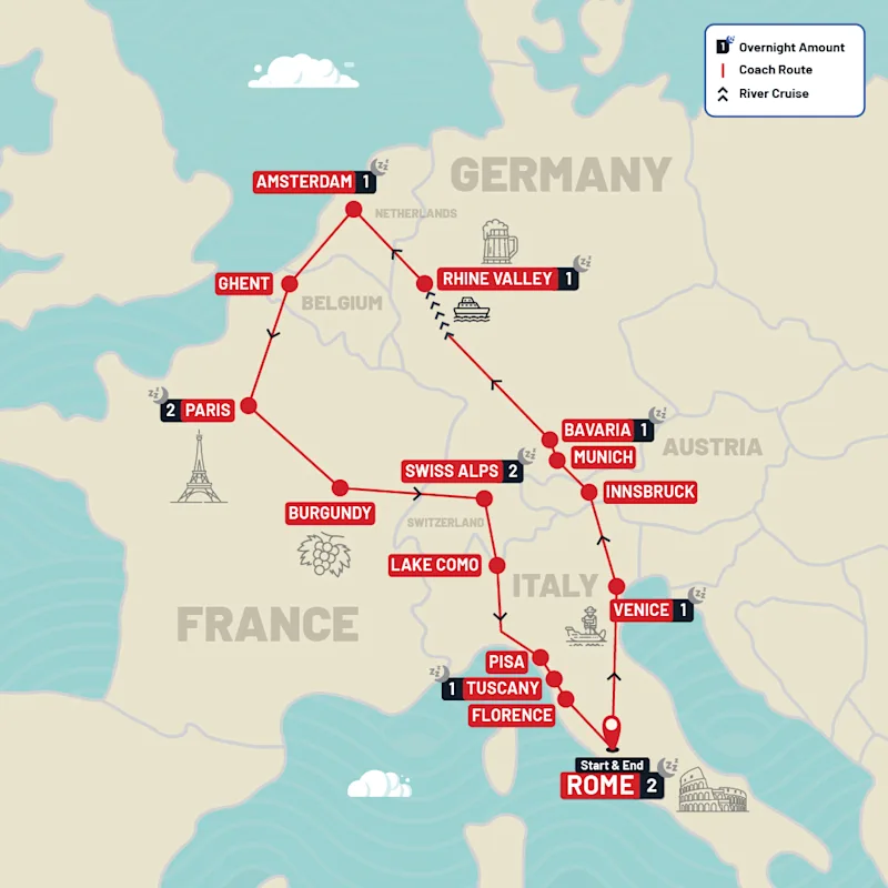 Europe tour map