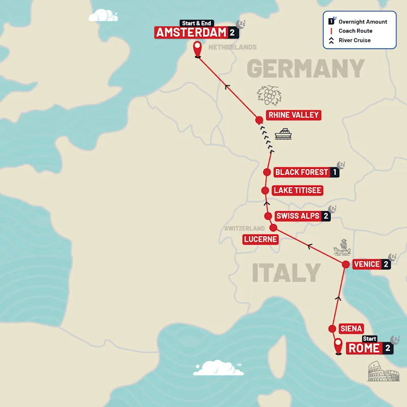 Europe tour map