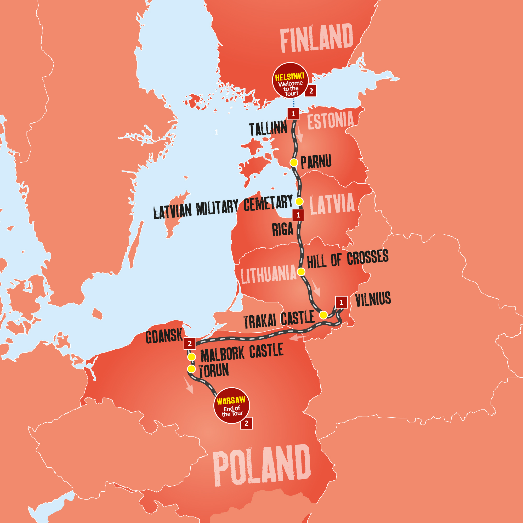 tourhub | Expat Explore Travel | Helsinki To Warsaw | Tour Map