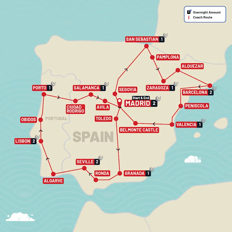 Europe tour map