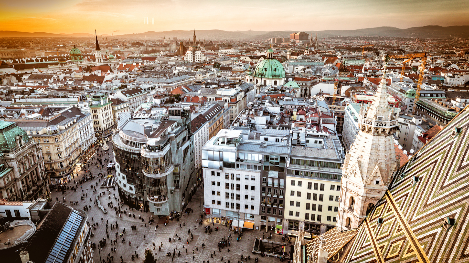 Vienna-at-sunset-aerial-view-from-above-the-city