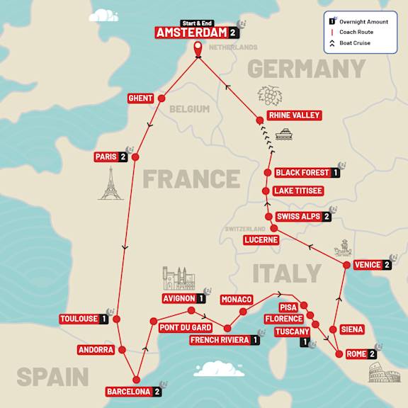 Europe Explorer route map