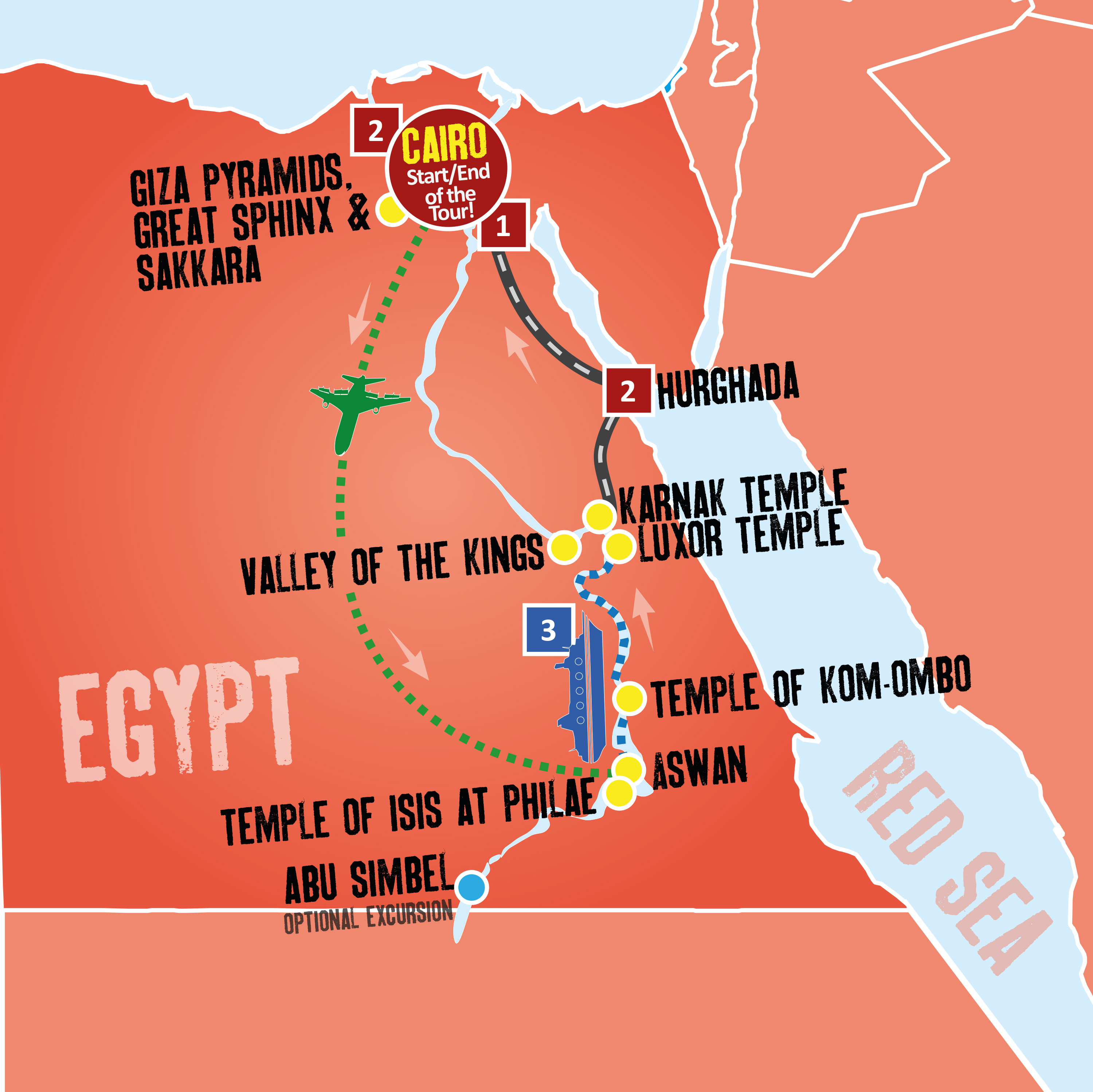 tourhub | Expat Explore Travel | Egypt Nile Jewel With 5* Boat Cruise | Tour Map